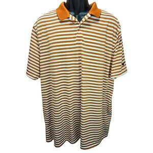 Nike Golf Mens Orange Striped Polo Shirt Dri-Fit XL